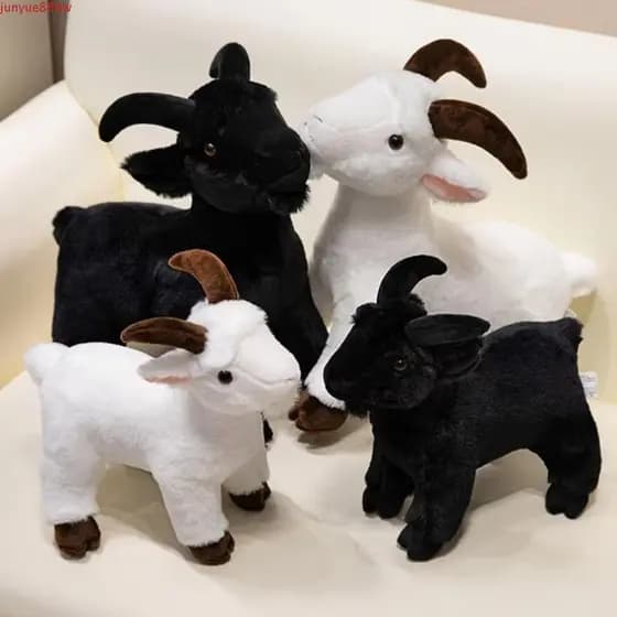 JUNYUE Boneca De Pelúcia De Cabra Para Bebê , Brinquedos Ovelha Com Chifres De Algodão PP De 30/40 Cm , Animal Fofo Rech
