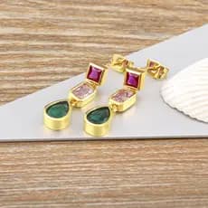 Brincos Em Forma De Gota Emaranhado Da Moda Para Mulheres Coloridos Cor De Arco-Íris Zircon Jóias Acessórios De Noivado