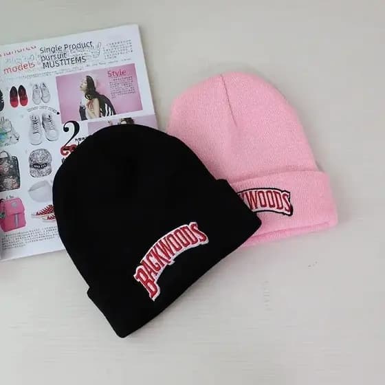 Gorro Feminino de Tricô com Letras Bordadas, Fino, para Outono/Inverno, Estilo Streetwear, Quente, HHBRAX3003&&&-*--&-**