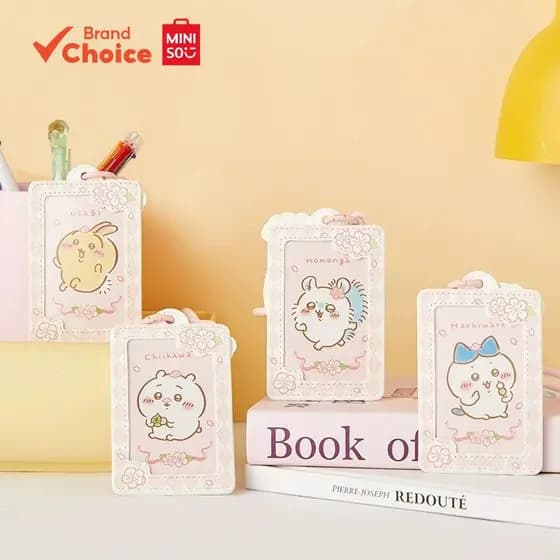 MINISO  chiikawa sakura season series - suporte de cartão adorável e prático (hachiware & usagi) 7cm × 1cm × 10.5cm