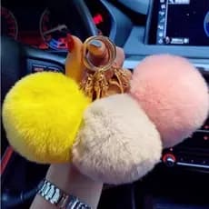 kit 12 Chaveiro com Pingente de Bola / Pompom / Pelúcia / Imitação de Coelho