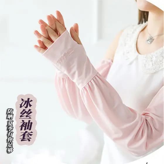 [Estoque pronto] Manga de gelo feminina protetor solar de seda gelada Anti-ultravioleta versão solta manga ins estilo ja