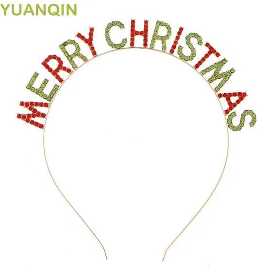 YUANQINZT Feliz Natal Tiara Doce Luxuoso Carta Liga Dree Up Estilo Coreano Argola De Cabelo
