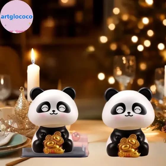 Artglococo 1 Peça Boneca Panda De Energia Solar Luy Decoração De Carro Fofa Balançando Cabeça Figura Ornamento Coleção M