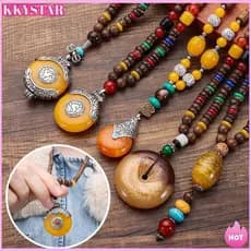 Colar KKXYSTAR Nepal Boho Feito À Mão Para Festa Budista Da Sorte