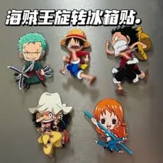 Ímã Giratório de Geladeira do Luffy de One Piece, Adesivo Magnético de Acrílico, Decoração Periférica de Anime, Mercador