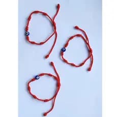 Kit 3 Pulseiras Vermelha De Sete 7 Nós Kabbalah Olho Grego