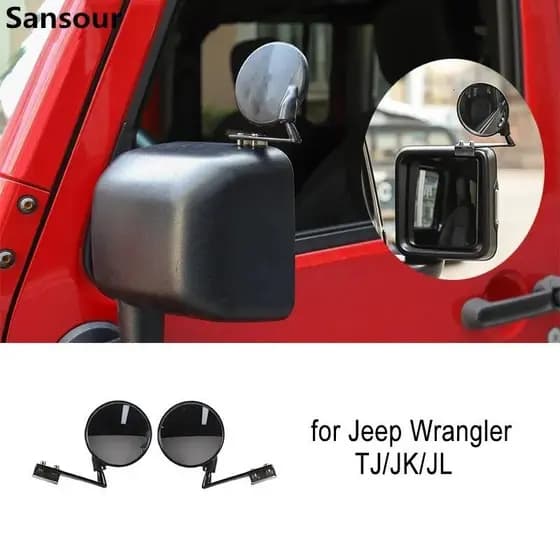 Espelho Para Jeep Wrangler YJ TJ JK JL Porta Lateral Do Carro Retrovisor Forma Ângulo Ponto Cego Ajustável Wranglerauto