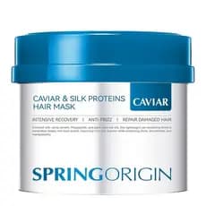 Máscara Capilar de Caviar e Proteína de Seda - Tratamento Intensivo de Recuperação para Cabelos Secos e Danificados, Con