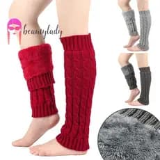 beautymakeup Moda Feminina Malha Perna Mais Quente Inverno Térmico De Pelúcia Polainas Joelho Meias Altas Bota Punhos St