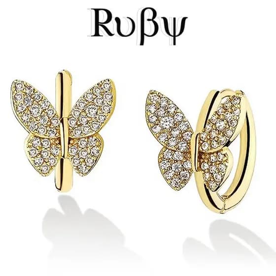 Ruby * Micro incrustado zircão borboleta brincos feminino elegante senhora brincos na moda clássico Super jóias