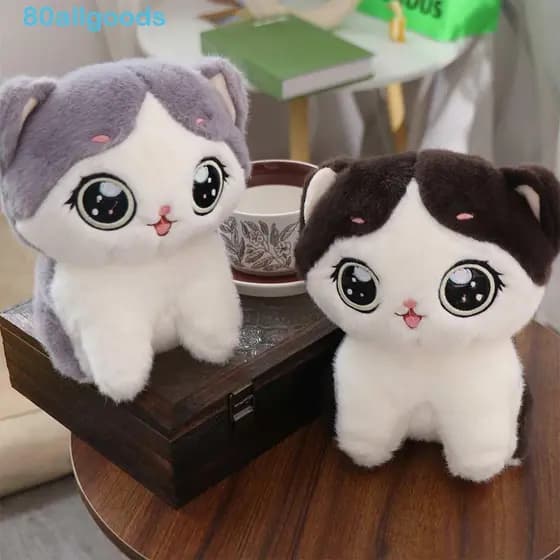 ALLGOODS1 Brinquedos De Pelúcia Para Gatos , Decoração De Sofá , Boneca Gatinho Fofa Cinza Preta