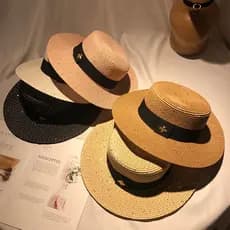 Chapéus Fedora Pequena Abelha Brilhante Chapéu De Palha Retro Ouro Trançado Feminino Guarda-Sol Plana Lantejoulas