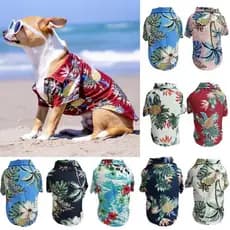 Verão Roupas Para Cães Legal Praia Estilo Havaiano Cão Gato Camisa Manga Curta Coqueiro Impressão Moda Presente Animais