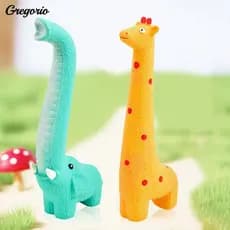 Latex Dog Toy Chew for Aggressive Chewers – Squeaky Giraffe Elephant Teeth Cleaning Fetch Tug-of-war Pet for Small to