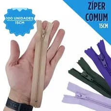 Ziper Comum Nylon Fino - 15cm - Nº3 - Pct C/100 Unidades