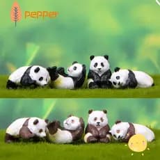 Conjunto 4 Unidades Miniatura Nova Resina Terrário Panda Micro Paisagem