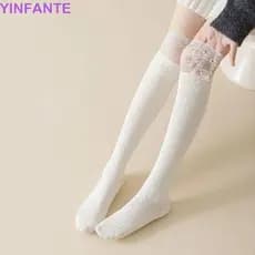 YINFANTEWN Meias Longas Femininas , Empilhadas Respiráveis De Cor Sólida Para Meninas De Malha Macias E Espessadas