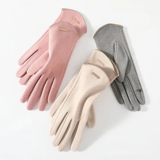 Luvas Femininas com Tela Sensível ao Toque, Luvas de Moda para Outono e Inverno, Quentes, em Cashmere Fino, para Ciclism