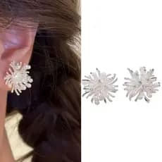 Brincos de pérola de fogo de artifício de prata personalidade de alta qualidade elegante brincos de flores requintados