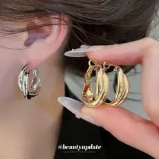 18K chapeamento de ouro Real agulha de prata redonda dupla camada brincos Casual moda Commuter All-Match brincos luz lux