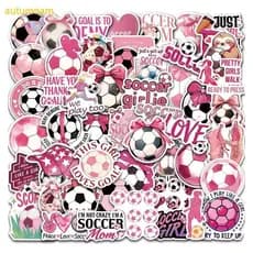 Autumnam 100 Unidades Rosa Adesivo Temático De Futebol Esportivo Para Notebook Laptop Malas De Telefone