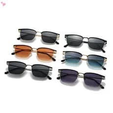 Óculos De Sol Vintage De Meia Armação Para Mulheres E Homens , De Metal Da Moda , Proteção UV400 Viagens , Direção , Pro