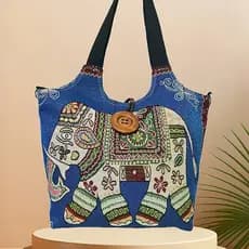 [XKB] (21 padrões disponíveis) Estilo chinês nacional moderno bordado Super grande capacidade bolsa de lona feminina bol