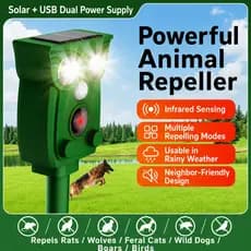 Sensor Infravermelho De Luz Dupla Movido A Energia Solar , Repelente Ultrassônico De Roedores Para Jardim Ao Ar Livre E