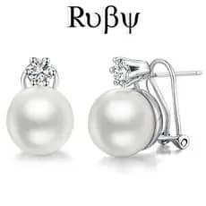 Ruby * Brincos Femininos Luz Luxo High-End TK Imitação de Pérola Brincos Fivela Design Novo Estilo Brincos