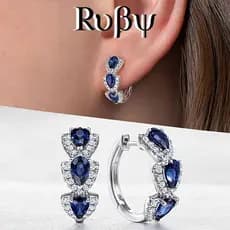 Ruby * Klein Azul Novo Estilo Zircão Brincos Europeu Americano Elegante Acessórios de Celebridades Retro Estilo Revista