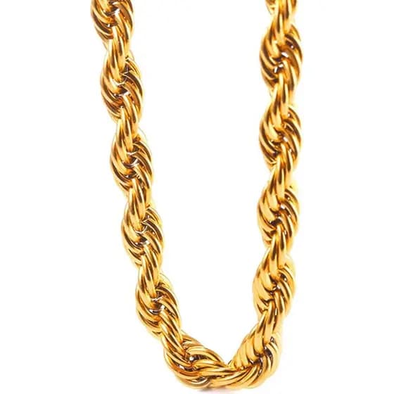 Colar Masculino de Corrente Grossa Dourada, Banhado a Ouro 18K, 10mm, Estilo Hip Hop, Resistente a Manchas, Clássico dos