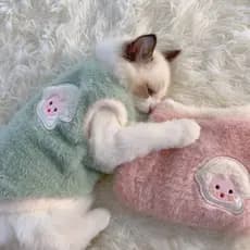 Longo Pelúcia Sem Mangas Roupas De Inverno Para Animais De Estimação Bonito Com Padrão Animal Engrossado Colete Quente G