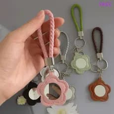 SKEC 3 Unidades De Chaveiro Floral , Lindo De Espelho Em Forma De Flor PU , Mini Decorativo Para Viagem