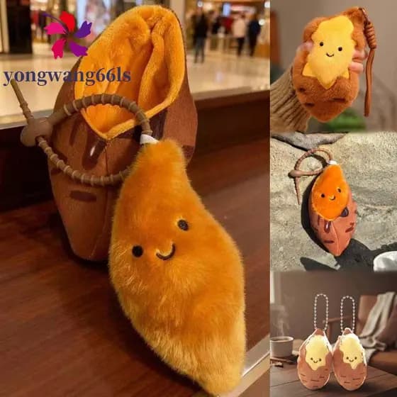 Pingente de Batata Doce Assada YONGWANG, Chaveiro de Desenho Animado em Algodão PP, Destacável TGHR