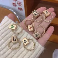 Anel Tik Tok Super Quente Mahjong!Anel da sorte combinado com transferência elástica exclusiva do Nordeste West Red Midd