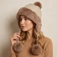 Touca Gorro De Lã Antialérgica Feminina Forrada De Pelinho com Pompom  Inverno FMZ9447PP