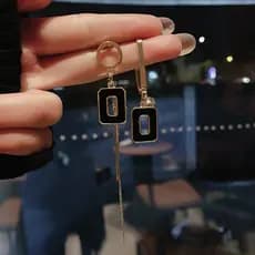 Moda Brincos Quadrados Assimétricos Pingentes Simples Jóias Únicas