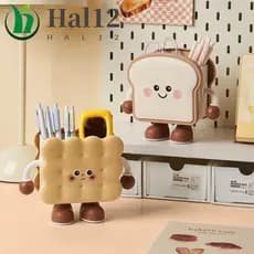 Suporte De Caneta HALB , Recipiente De Plástico Durável De Grande Capacidade , Organizador De Mesa Com Design De Pão De