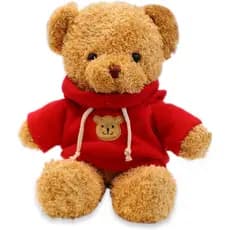 Urso De Pelúcia Bicho Fofo Vermelho Com Capuz Brinquedos Presentes Para Crianças 11.8 Polegadas