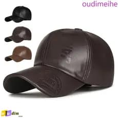 Chapéu Vintage Masculino OUDIMEIHE , Boné De Beisebol Ajustável De Couro PU , De Proteção Solar Casual