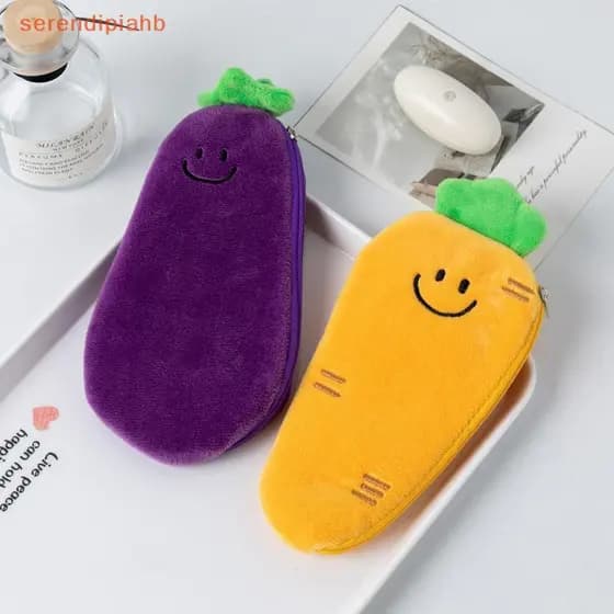 [serendipiahb] Criativo Fruta Vegetal Forma Bolsa De Moedas De Pelúcia Bonito Pêra Laranja Carteira Chaveiro Fone De Ouv
