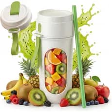 Liquidificador Portátil para Smoothies, Mini Liquidificador Pessoal com 12 Lâminas, Garrafa Esportiva de 15oz Livre de B