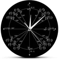 Relógio de Parede Geeky Days Unit Circle para Professores de Matemática, Relógio de Matemática de 12'', Relógio de Pared