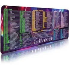 Mousepad com Atalhos para Excel, Word, Windows e PowerPoint, Mousepad Grande e Estendido para Escritório, Tapete de Tecl