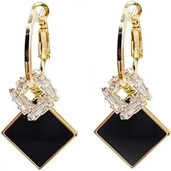 Brincos Pretos para Mulheres, Brincos Geométricos Leves em Ouro Preto, Joias Pendentes de Destaque, Presentes