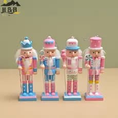 [H & B Out] 1/4 Unidades De Férias Macaron Candy Series Quebra-Nozes Fantoche Soldado 12 Cm Pingente De Árvore De Natal