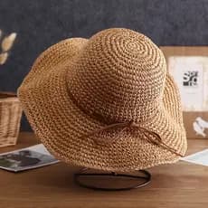 2022 Novo Chapéu De Palha De Aba Larga Simples Feminino Sol Praia Verão Proteção UV Boné De Viagem