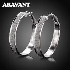Brinco De Argola De Prata Esterlina 925 Aravant Para Mulheres 40 Mm Esfoliante Grande Círculo Redondo Brincos Joias