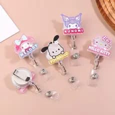 Decorador Areia Movediça Sanrio Escalável Crachá Carretel Titular Olá Kitty Kuromi Cinnamoroll Enfermeira Médico Estudan